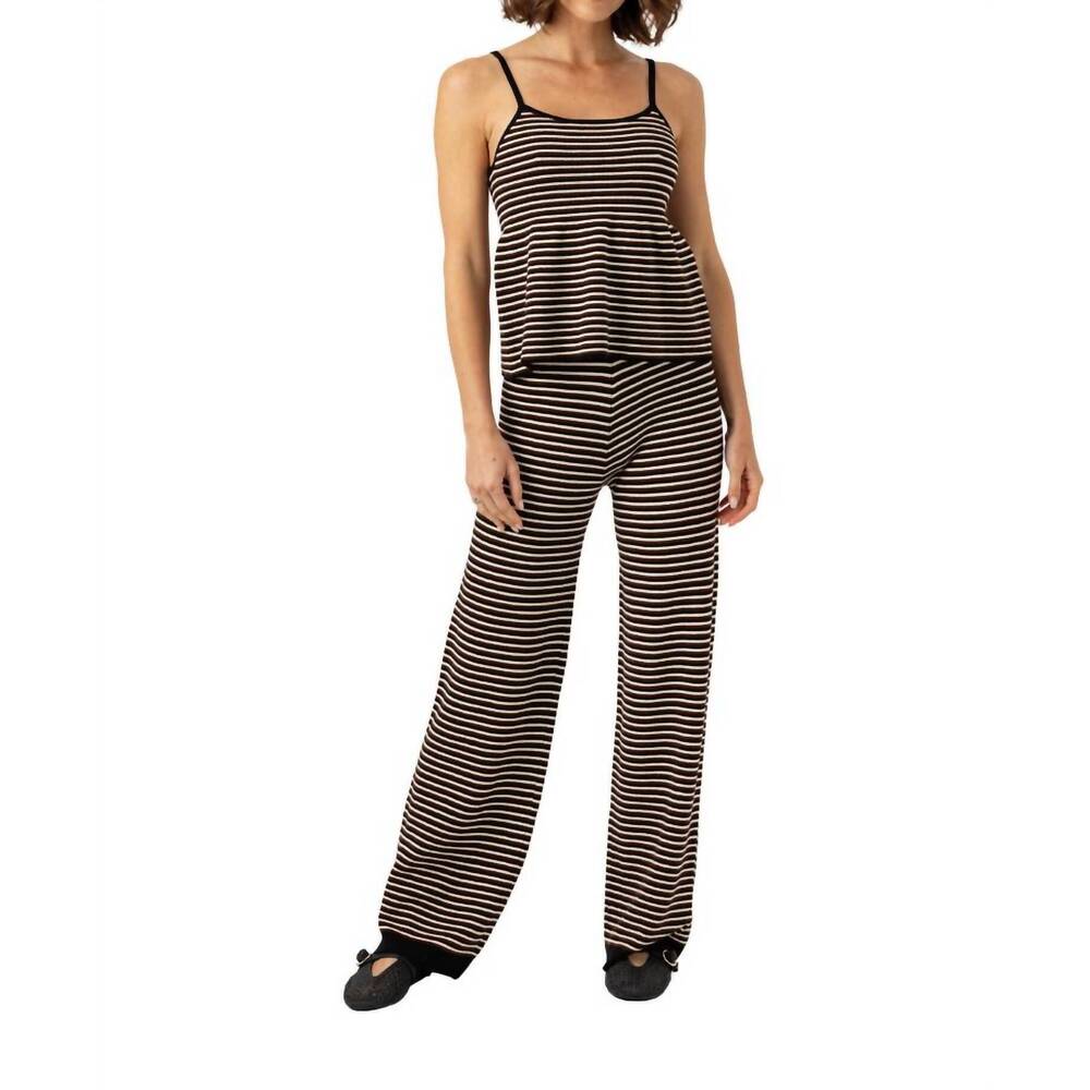 NEW SUNDAYS hallie stripe pul-on pants in umber